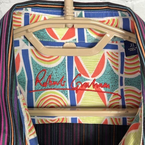 Robert Graham striped vibrant casual button down size XL - Picture 4 of 10